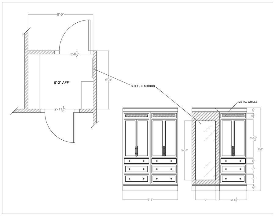 Dressing Room — cabinetry plan & elevations